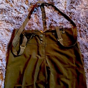 Brown dress pants with suspenders